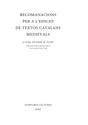 Cover for Recomanacions per a l'edició de textos catalans medievals